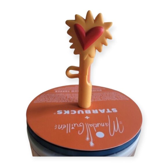 Starbucks Manuela Guillen Heart Straw Topper Tumbler size 24oz NWT RARE - Picture 4 of 6